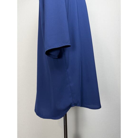 Susan Graver Navy Blue Women's Top Blouse Tunic Button Up Pinch Pleated SZ XL - Picture 5 of 16